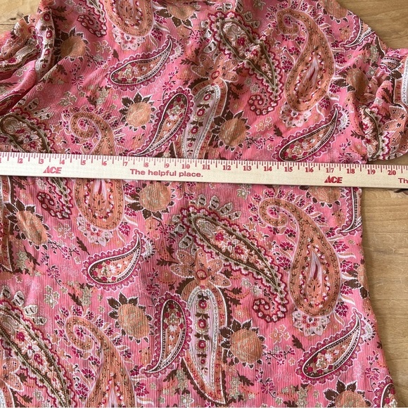 SUNDANCE SILK TOP SZ S PAISLEY BOHEMIAN RUFFLE INDIE BALLOON SLEEVES FLOWY - Picture 9 of 12